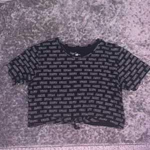 Black short sleeve Amour Crop top with knot